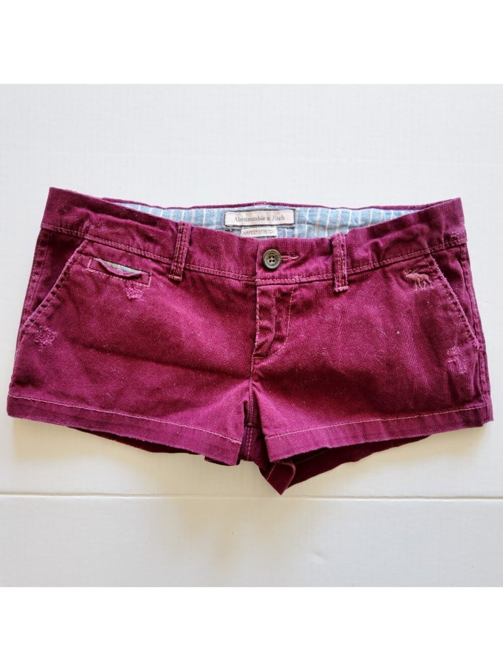 y2k abercrombie and fitch burgundy mini shorts size 00
